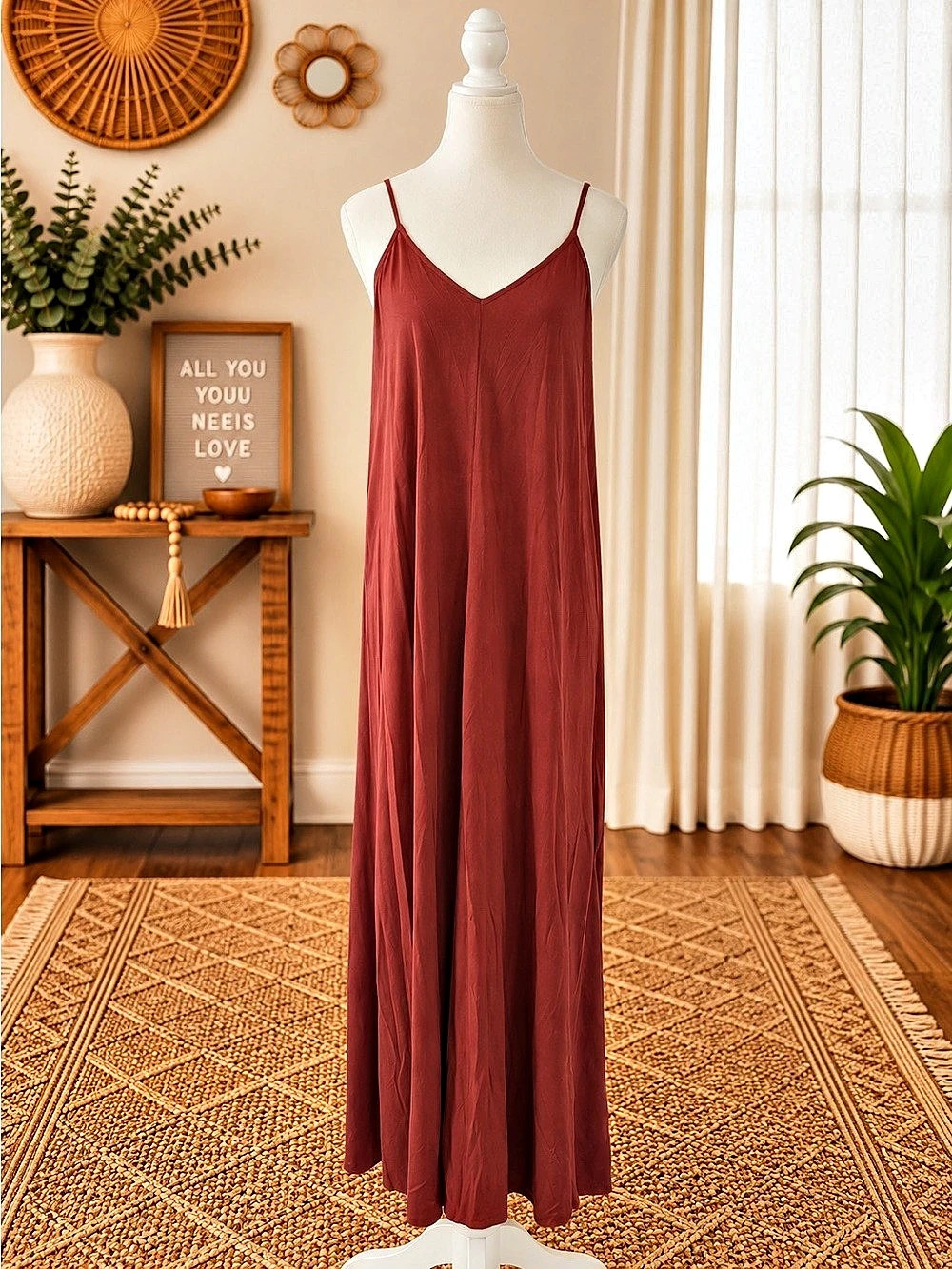 Rust Maxi Slip Dress NWOT